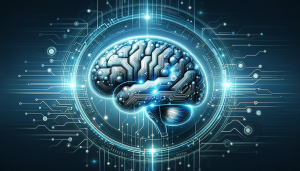 Representación artística de un cerebro de IA con circuitos digitales y conexiones neuronales resplandecientes