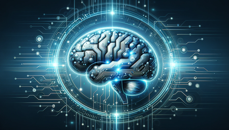 Representación artística de un cerebro de IA con circuitos digitales y conexiones neuronales resplandecientes