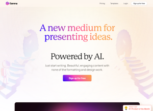 Página web de Gamma.app, presentaciones con IA