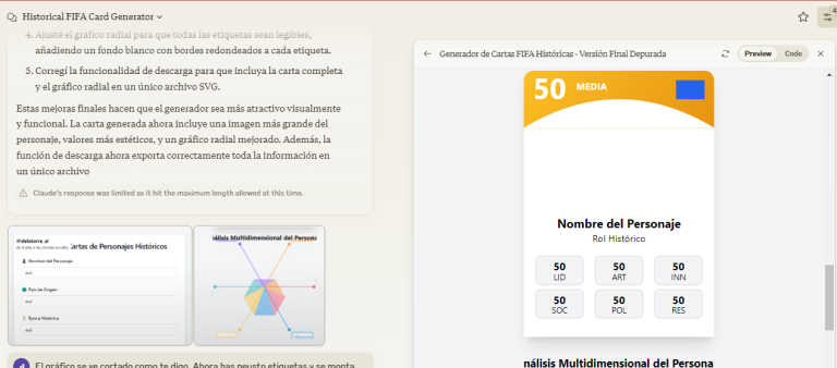 Generador de Cartas FIFA Históricas: Un Artifact Educativo con Claude 3.5 Sonnet
