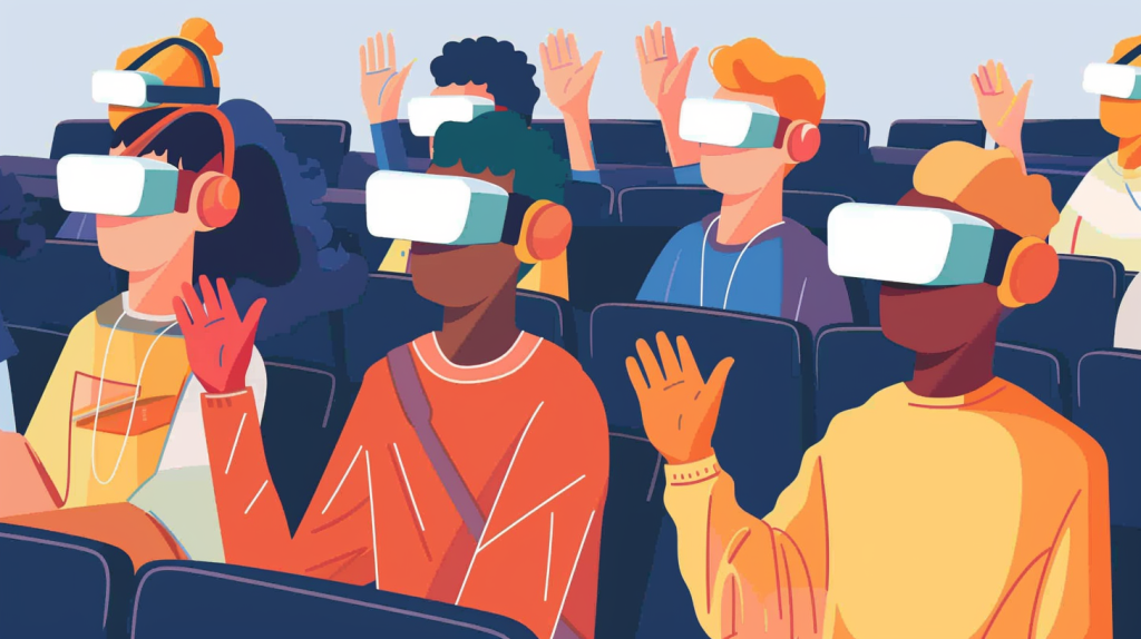 Avatares de IA en educación dentro de un entorno 3D inmersivo.