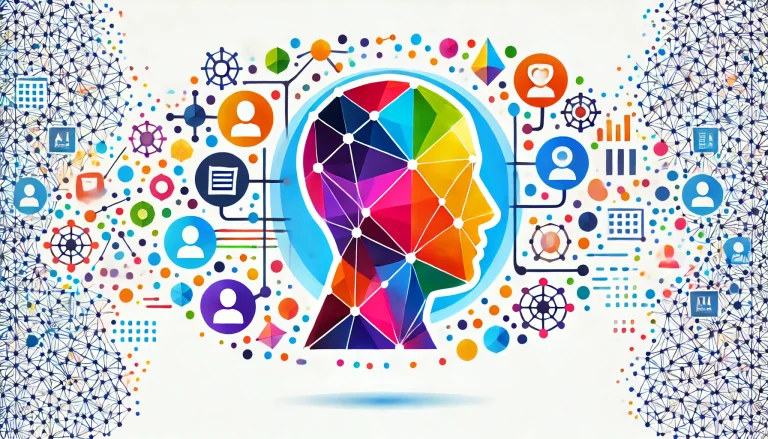 Representación abstracta de la inteligencia artificial transformando la gestión de recursos humanos, optimización de procesos y automatización en RR.HH.