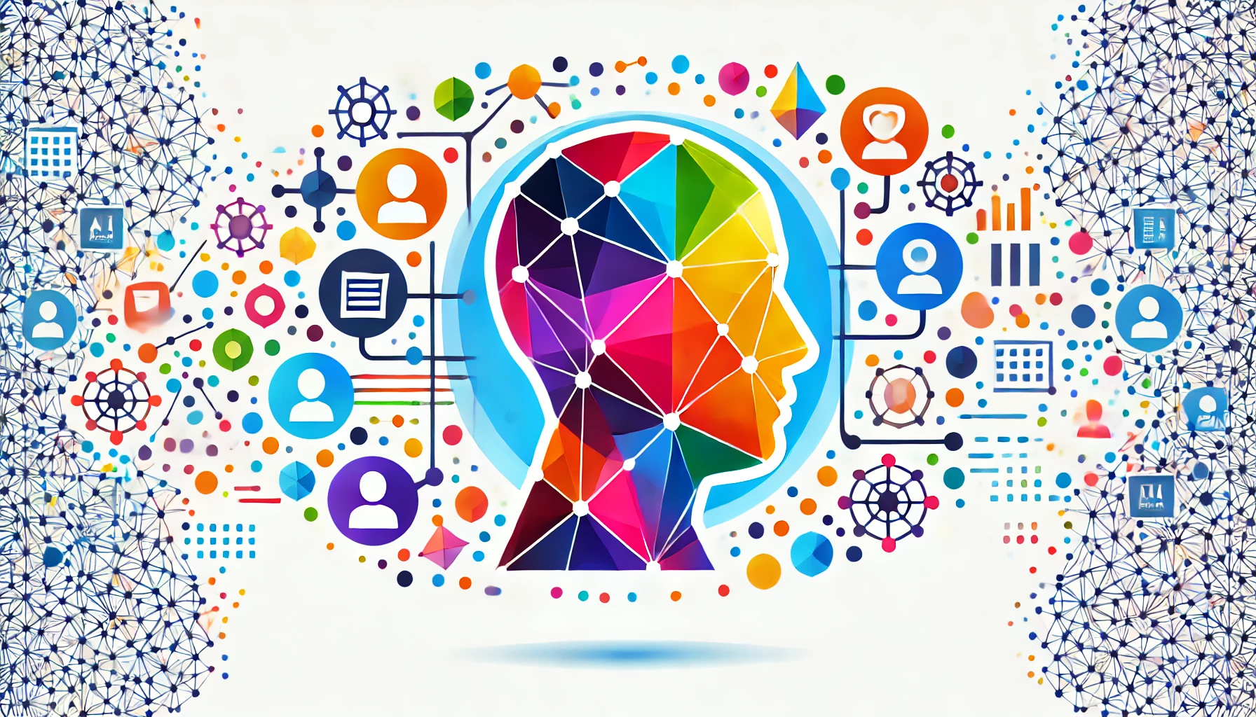 Representación abstracta de la inteligencia artificial transformando la gestión de recursos humanos, optimización de procesos y automatización en RR.HH.