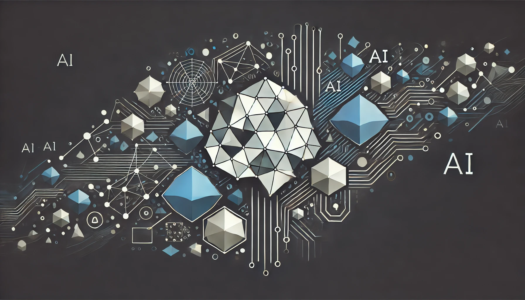 Representación abstracta de la inteligencia artificial y la educación a través de polígonos