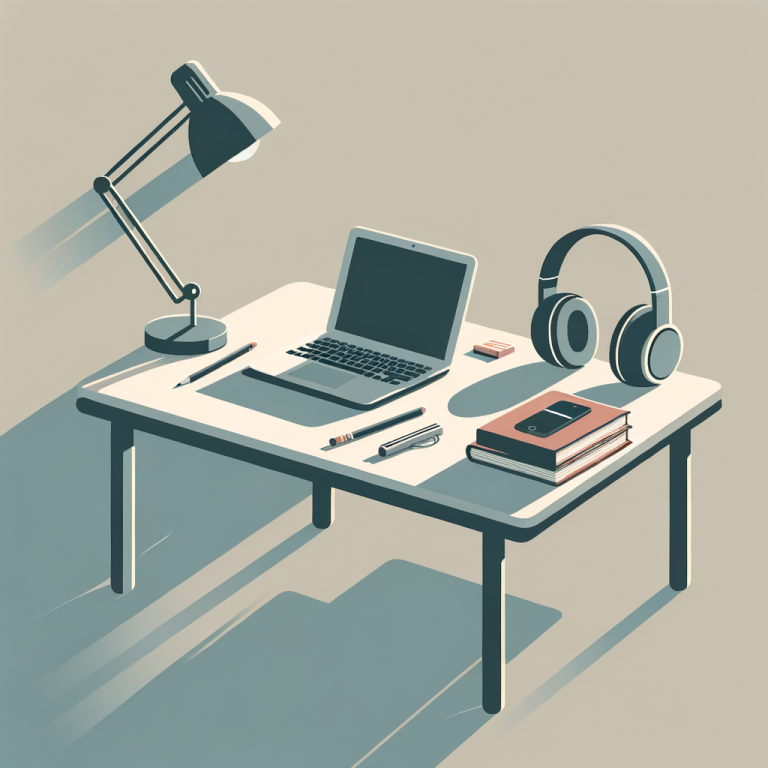 Música para estudiar. Ilustración vectorial minimalista, pocos colores.