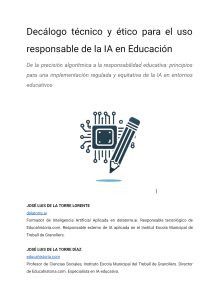 Decálogo técnico y ético para el uso responsable de la IA en Educación