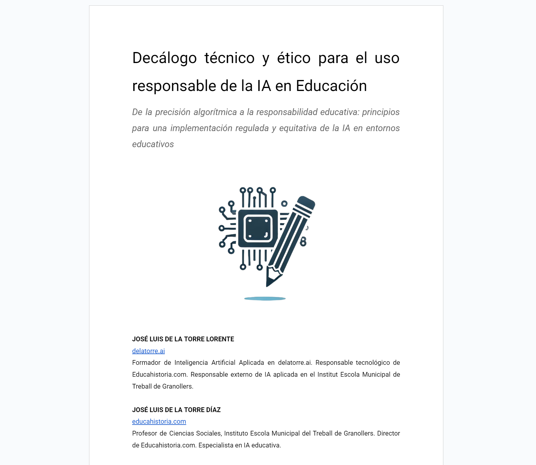 Decálogo técnico y ético para el uso responsable de la IA en Educación