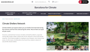 Captura del sitio oficial de Barcelona sobre la red de refugios climáticos para combatir las olas de calor