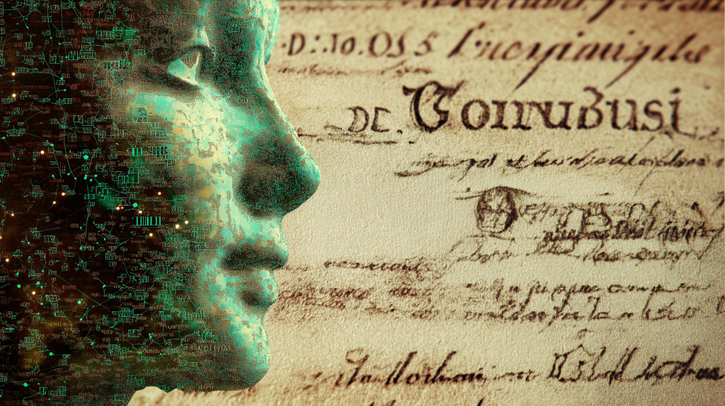 Persona docente utilizando inteligencia artificial en el aula para diseñar contenidos de ciencias sociales